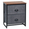 Metal Frame Nightstand Side Table Storage with 2 Drawers-Black