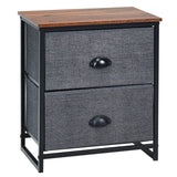 Metal Frame Nightstand Side Table Storage with 2 Drawers-Black