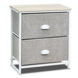 Metal Frame Nightstand Side Table Storage with 2 Drawers-Gray