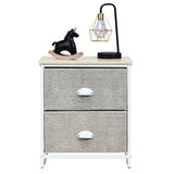 Metal Frame Nightstand Side Table Storage with 2 Drawers-Gray