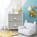 Metal Frame Nightstand Side Table Storage with 2 Drawers-Gray