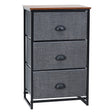 Nightstand Side Table Storage Tower Dresser Chest with 3 Drawers-Black