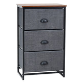 Nightstand Side Table Storage Tower Dresser Chest with 3 Drawers-Black