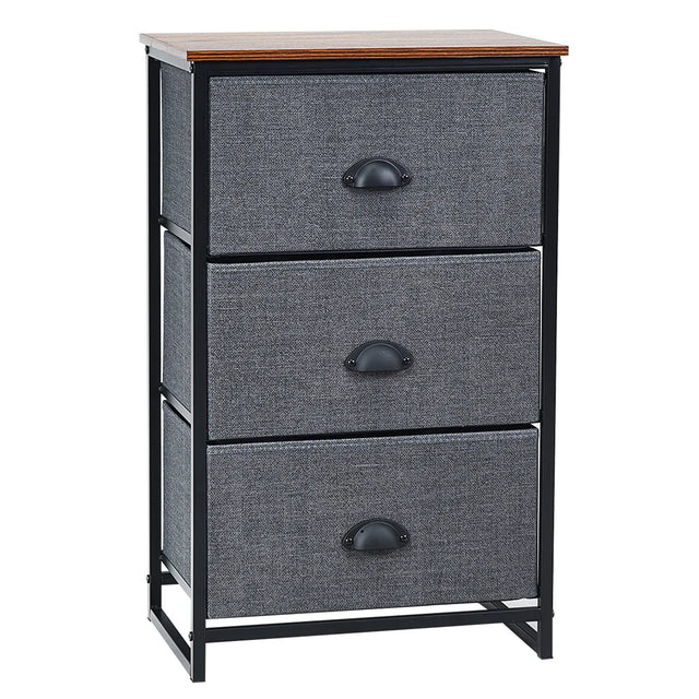 Nightstand Side Table Storage Tower Dresser Chest with 3 Drawers-Black