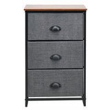 Nightstand Side Table Storage Tower Dresser Chest with 3 Drawers-Black