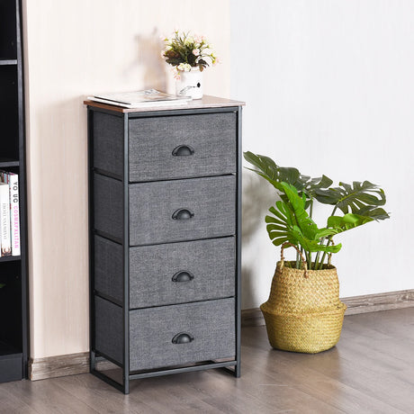 Chest Storage Tower Side Table Display Storage with 4 Drawers-Black