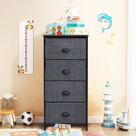 Chest Storage Tower Side Table Display Storage with 4 Drawers-Black