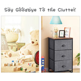 Nightstand Side Table Storage Tower Dresser Chest with 3 Drawers-Black