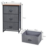 Nightstand Side Table Storage Tower Dresser Chest with 3 Drawers-Black