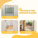 PawHut Baby Gate, Pet Safety Gate Pressure Fit, 76-82cm Wide with Two-Way Open, One-Hand Opening