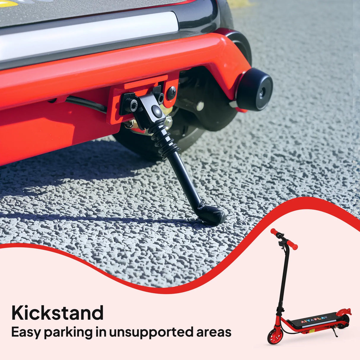 AIYAPLAY Electric Scooter for Kids Aged 6-14 Years, with Colourful Lights, Red