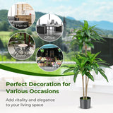 140 CM Tall Fake Dracaena Plant with 92 Leaves and Built-in Cement Pot