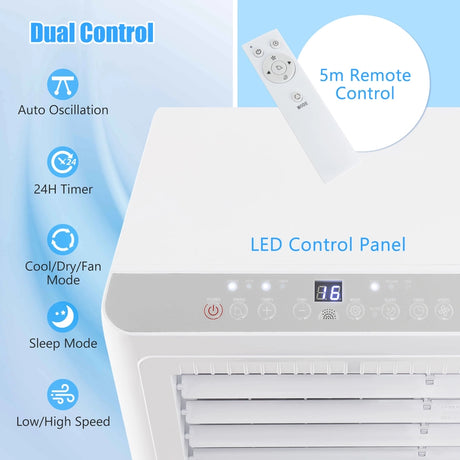 7000 BTU Portable Air Conditioner for Rooms up to 250m2-White