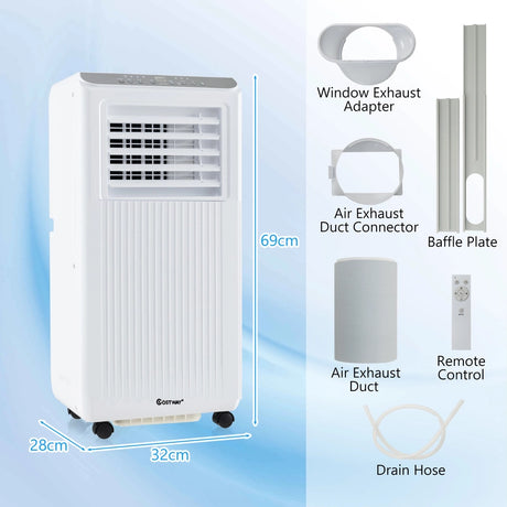 7000 BTU Portable Air Conditioner for Rooms up to 250m2-White
