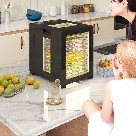 HOMCOM 12-Tray 40-70 Food Dehydrator - Black