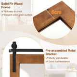 40 Inch x 26 Inch Rectangle Barn Door Style Wall Mounted Mirror with Solid Wood Frame and Metal Bracket-Brown