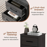 Wood Compact Floor Nightstand with Storage Drawers-Dark Gray