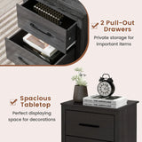 Wood Compact Floor Nightstand with Storage Drawers-Dark Gray