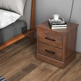 Wood Compact Floor Nightstand with Storage Drawers-Rustic Brown