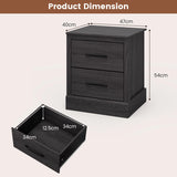 Wood Compact Floor Nightstand with Storage Drawers-Dark Gray