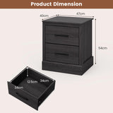 Wood Compact Floor Nightstand with Storage Drawers-Dark Gray