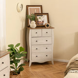 Farmhouse Chest of Drawers with 5 Folding Fabric Drawers and Anti-tipping Kit-Grey