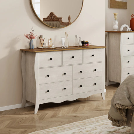 Farmhouse Dresser for Bedroom with 3 Folding Fabric Drawers-Grey