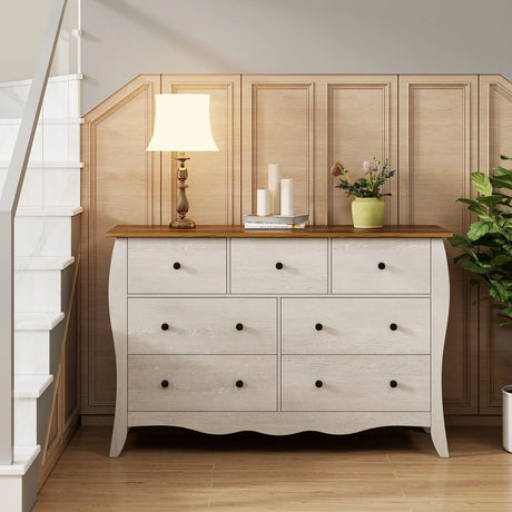 Farmhouse Dresser for Bedroom with 3 Folding Fabric Drawers-Grey
