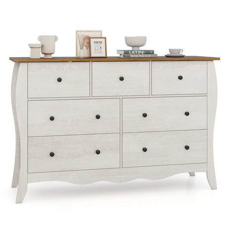 Farmhouse Dresser for Bedroom with 3 Folding Fabric Drawers-Grey