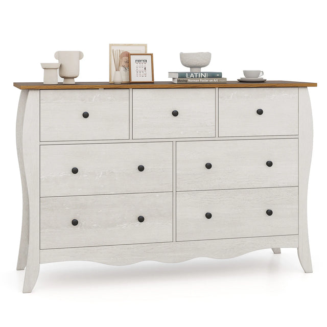 Farmhouse Dresser for Bedroom with 3 Folding Fabric Drawers-Grey