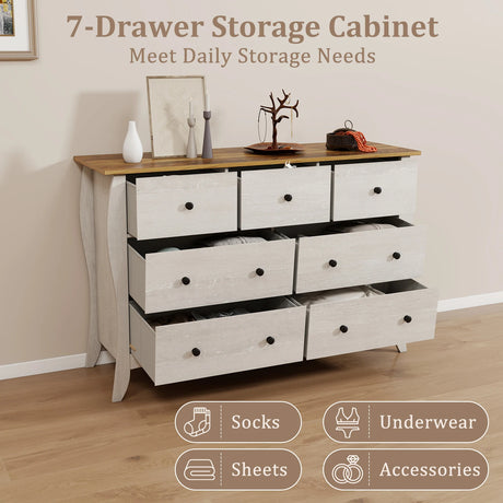 Farmhouse Dresser for Bedroom with 3 Folding Fabric Drawers-Grey