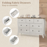 Farmhouse Dresser for Bedroom with 3 Folding Fabric Drawers-Grey