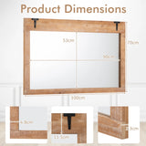 Farmhouse Wall Mirror with Wood Frame for Vertical Horizontal Hanging-Natural