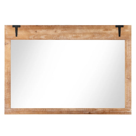 Farmhouse Wall Mirror with Wood Frame for Vertical Horizontal Hanging-Natural