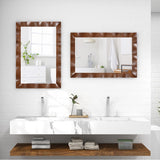 Farmhouse Wall Mirror Rubber Wood Rustic Style Wall Mirror-Brown