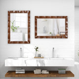 Farmhouse Wall Mirror Rubber Wood Rustic Style Wall Mirror-Brown