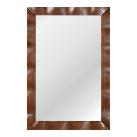 Farmhouse Wall Mirror Rubber Wood Rustic Style Wall Mirror-Brown