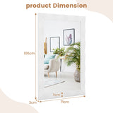 Farmhouse Wall Mirror Rubber Wood Rustic Style Wall Mirror-White