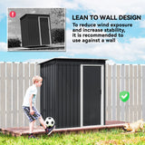 Outsunny 5 x 3ft Garden Storage Shed with Sliding Door and Sloped Roof Outdoor Equipment Tool, Black