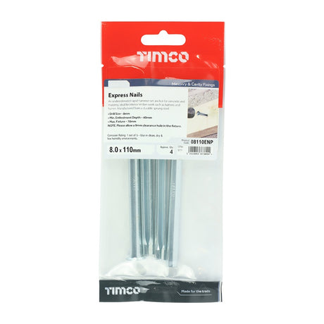 4 x TIMCO Express Nails Silver - 8.0 x 110