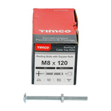 50 x TIMCO Roofing Bolts & Square Nuts Silver - M8 x 120