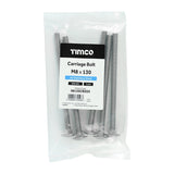 5 x TIMCO Carriage Bolts DIN603 A2 Stainless Steel - M8 x 130