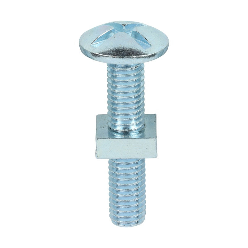 100 x TIMCO Roofing Bolts & Square Nuts Silver - M8 x 40