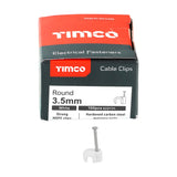 100 x TIMCO Round Cable Clips White - To fit 3.5mm