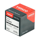 100 x TIMCO Round Cable Clips White - To fit 9.0mm
