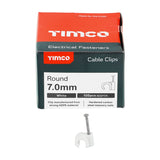 100 x TIMCO Round Cable Clips White - To fit 7.0mm