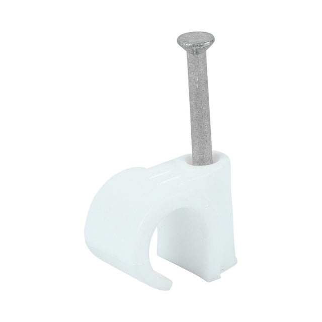 100 x TIMCO Round Cable Clips White - To fit 11.0mm