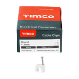 100 x TIMCO Round Cable Clips White - To fit 11.0mm