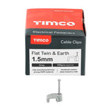 100 x TIMCO Flat & Twin Cable Clips Grey - To fit 1.5mm