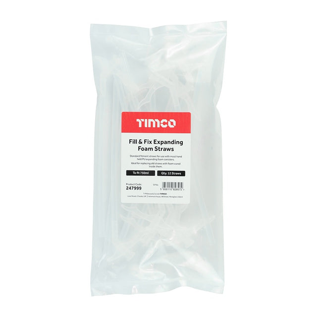 12 x TIMCO Fill & Fix Expanding Foam Straws - To fit 750ml